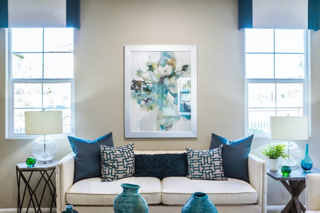 A calm, comfortably furnished room with natural light